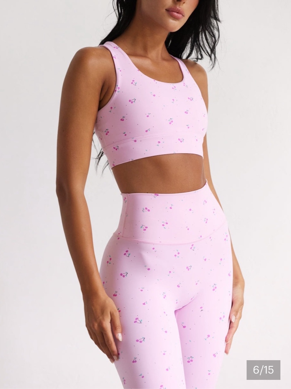 Astoria activewear pink 🍒 cherry set  Racerback Sports Bra leggings s